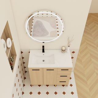 Wall Mounted Floating Bathroom Vanity With Sink, Door & Drawers Modular Cabinet
