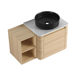 Mounted Bathroom Vanity With Art Sink, Storage Shelves, Soft Close Door