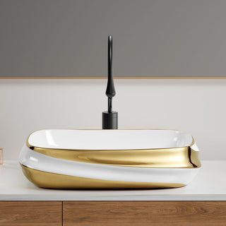 Vessel Sink, Above Counter Vanity Basin For Bathrooms - Gold / White / Milk White