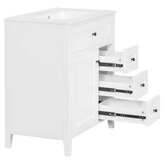 Bathroom Vanity With Sink, 3 Drawers And Adjustable Shelf
