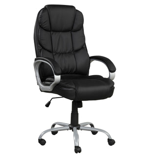 Upholstered Office Chair, Adjustable Height Swivel Chair - Black