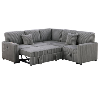 Convertible Sectional Upholstered Sleeper Sofa With Storage Chaise
