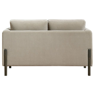 Fisher - Upholstered Panel Arm Loveseat - Taupe