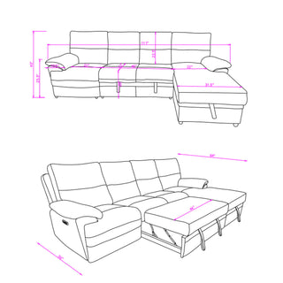Sectional Sofa With Power Recline, USB Charging, And Storage Chaise - Gray