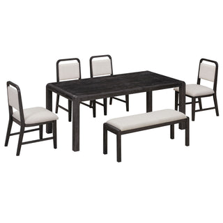 Extendable Dining Table Set With 4 Upholstered Chairs And 1 Bench