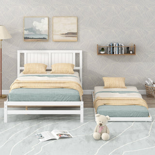 Platform Bed With Adjustable Trundle