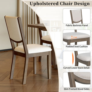 Rectangular Extendable Dining Table Set With 6 Upholstered Chairs