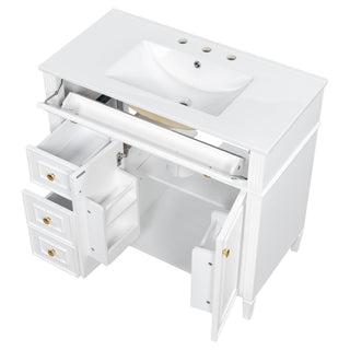 Bathroom Vanity With Sink, 3 Drawers & 2 Soft-Close Doors