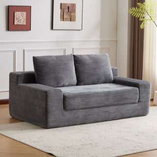 Comfortable Deep Seat Loveseat Sofa Bed, Reversible Cushion With Pillows
