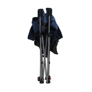 Outdoor Camping Chairs Folding Portable Adjustable Reclining Chair With Side Pockets & Cup Holder - Dark Blue