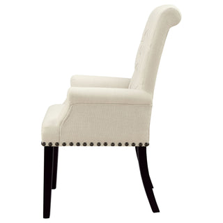 Vaughn - Upholstered Dining Chair With Tapered Legs And Nailhead Trim - Beige