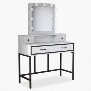 Vanity Desk With 3 Color Lighted Mirror And 4 Drawers