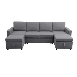 Extra Wide U - Shape Convertible Sleeper Sofa Bed With Dual Storage Ottoman