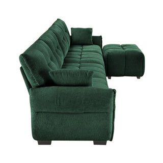 Sofa Set With Ottoman And Pillows, Textured, High Resilience Cushions