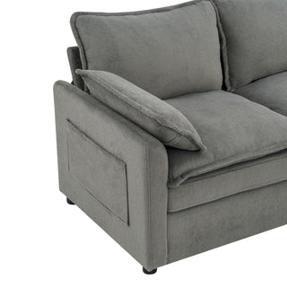 Modern Loveseat Sofa, Upholstered Couch With Side Storage Pockets