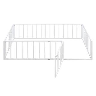 Metal Floor Bed Frame With Fence And Door