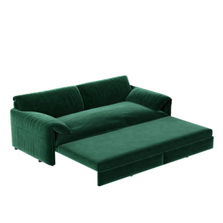 Queen Pull Out 3 In 1 Convertible Sleeper Sofa With Side Storage