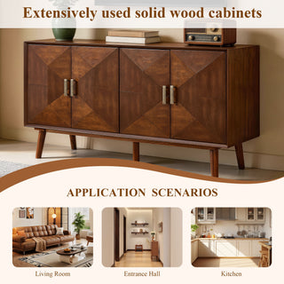 Sideboard Buffet Cabinet, Storage Credenza For Living Room - Walnut