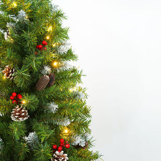 Pre Lit Artificial Christmas Tree Set With LED Lights, 3 Piece Garland And Entrance Trees, Warm Lighting, Indoor Use Only - Green
