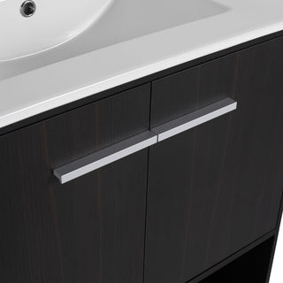 Modern Bathroom Vanity With Ceramic Sink, Freestanding Cabinet, Soft Closing Doors