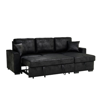 Upholstered Sectional With Pull-Out Bed And Chaise Storage