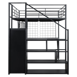 Loft Bed With Built In Work Station, Wardrobe, Storage Staircase And LED