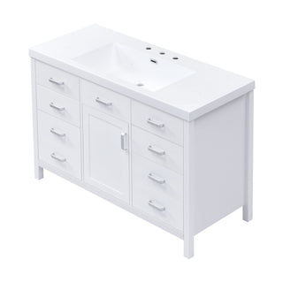 47.25" Modern Bathroom Vanity With Sink, Soft Close Single Door & 6 Drawers - White