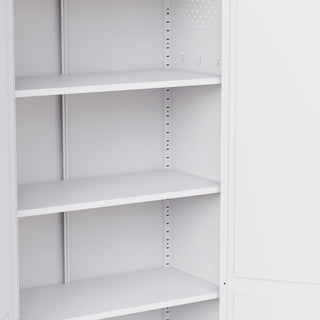 Kitchen Pantry Cabinet With Doors, Heavy-Duty Freestanding Storage Organizer With 5 Adjustable Shelves, Tool Free Assembly - White