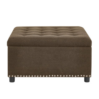 Square Tufted Storage Ottoman With Nailhead Trim