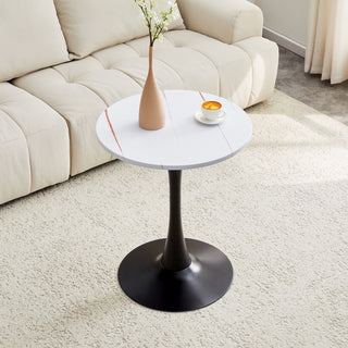 Round Dining Table With Thickened Engineered Wood Top And Metal Pedestal, 23.6" Diameter For Kitchen, Living Room, Small Spaces