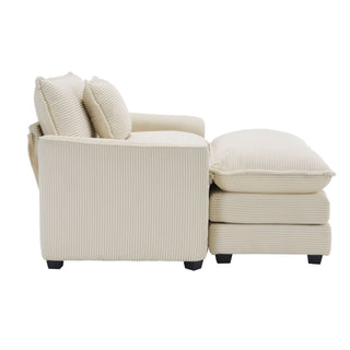 Classic Modern Comfortable Single Chair Deep Seat Sofa With Footstool
