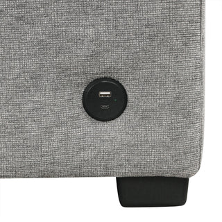 Modern 2 Seater Loveseat Sofa With Pull-Out Bed, Fabric, Built-In USB Ports & Cup Holders