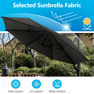 Round Cantilever Patio Umbrella With 360 Rotation & Infinite Tilt Adjustment