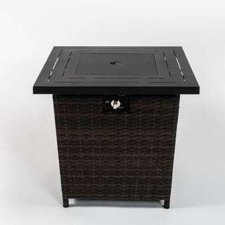 Square Fire Pit Table - Black Brown
