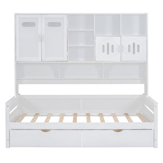 Daybed With All-In-One Cabinet And Shelf