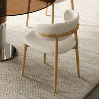 Round Dining Table With Tempered Glass Top - Brown
