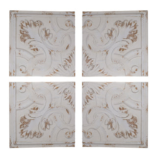 Distressed Wooden Square Wall Panels (Set of 4) - White