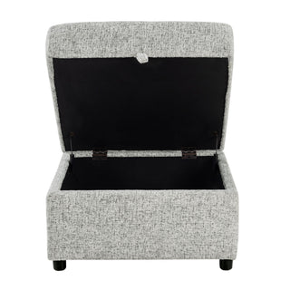 Emiliano - Sectional Sofa With 3 Pillows And Storage Ottoman - Nickel