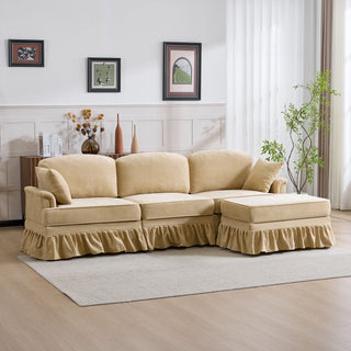 Cloud Sofa With Removable Ruffled Skirt With Ottoman And Flared Arms