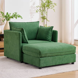 Oversized Deep Seat Accent Chair With Matching Storage Ottoman & Throw Pillows