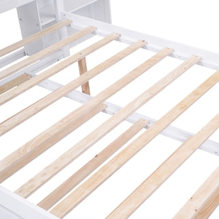 Storage Platform Bed With Pull Out Shelves And Trundle