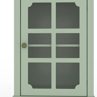 Curio Cabinet, Freestanding Vintage Display Storage Cabinet, Adjustable Shelves - Green