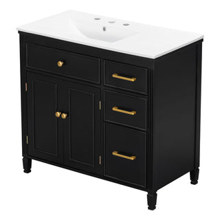 Bathroom Vanity With Sink Top, 3 Soft Closing Drawers
