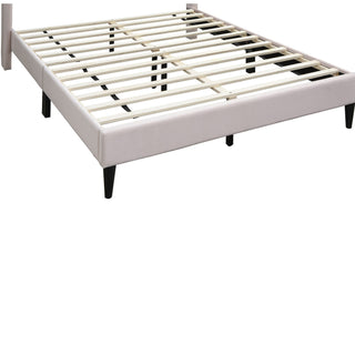 Elegant Bed With Upholstered Headboard, Platform Base