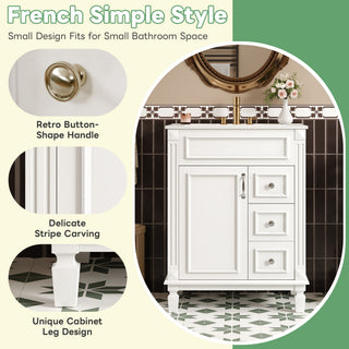 Bathroom Vanity With Sink, Compact Cabinet & 2 Drawers And Adjustable Shelf