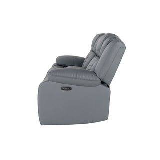 Raize - 10 Power Console Reclining Loveseat With LED And Immersive Sound - Gray
