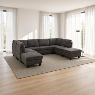 8 Piece Modular U - Shape Sectional Sofa