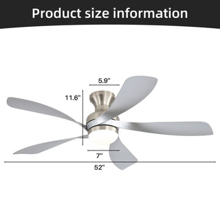 52" Ceiling Fan With 3 Color Dimmable LED Light, DC Reversible Motor, 6 Speed Settings