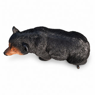 Bear Garden Statue, Walking Animal Sculpture With 2 Ground Stakes For Outdoor Decor - Black