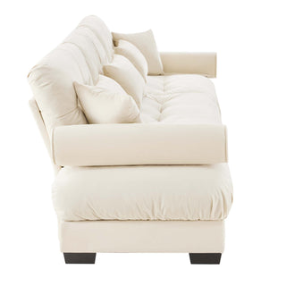 Modern Oversize Sofa With Cloud Like Comfort, Featuring Waist And Throw Pillows